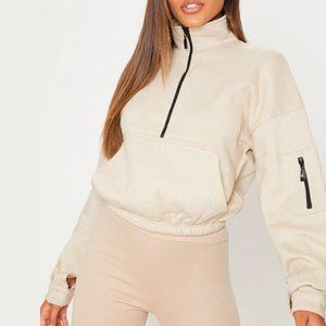PLT • Sand Oversized Zip Front Sweater Size S